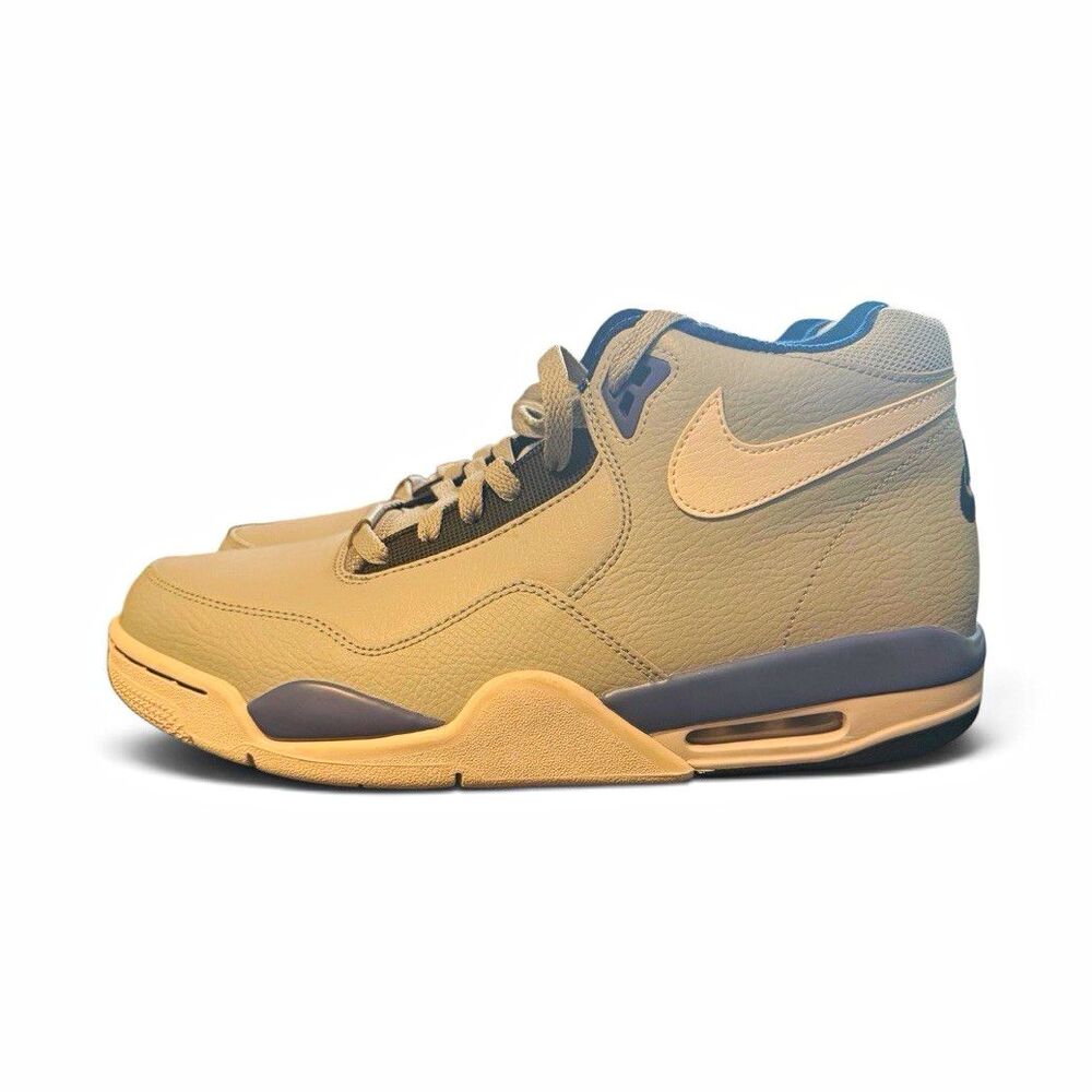 Nike Men's Air Gray/Blue Mid Top Leather Lace Up Athletic Sneakers
